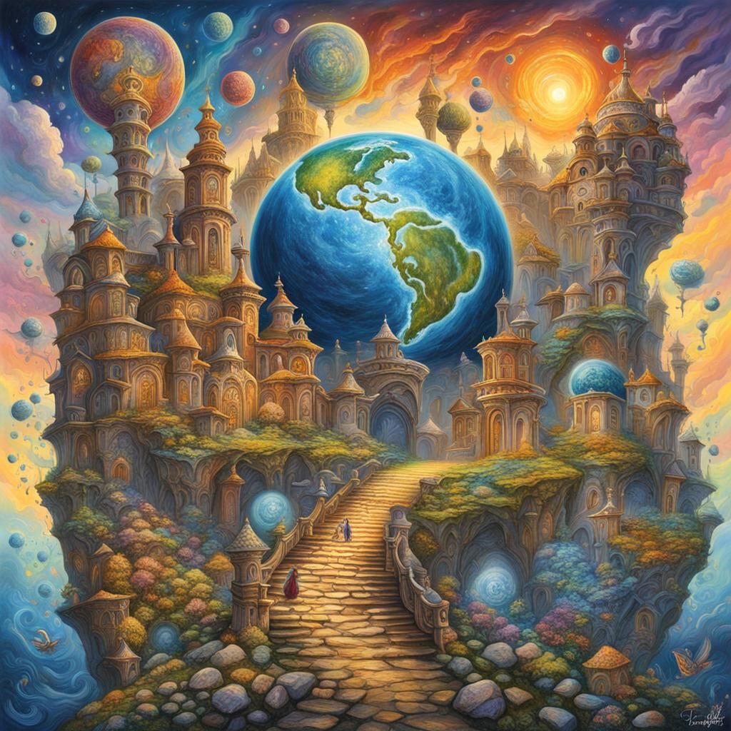 The World Tarot Card in Graffiti Art Style