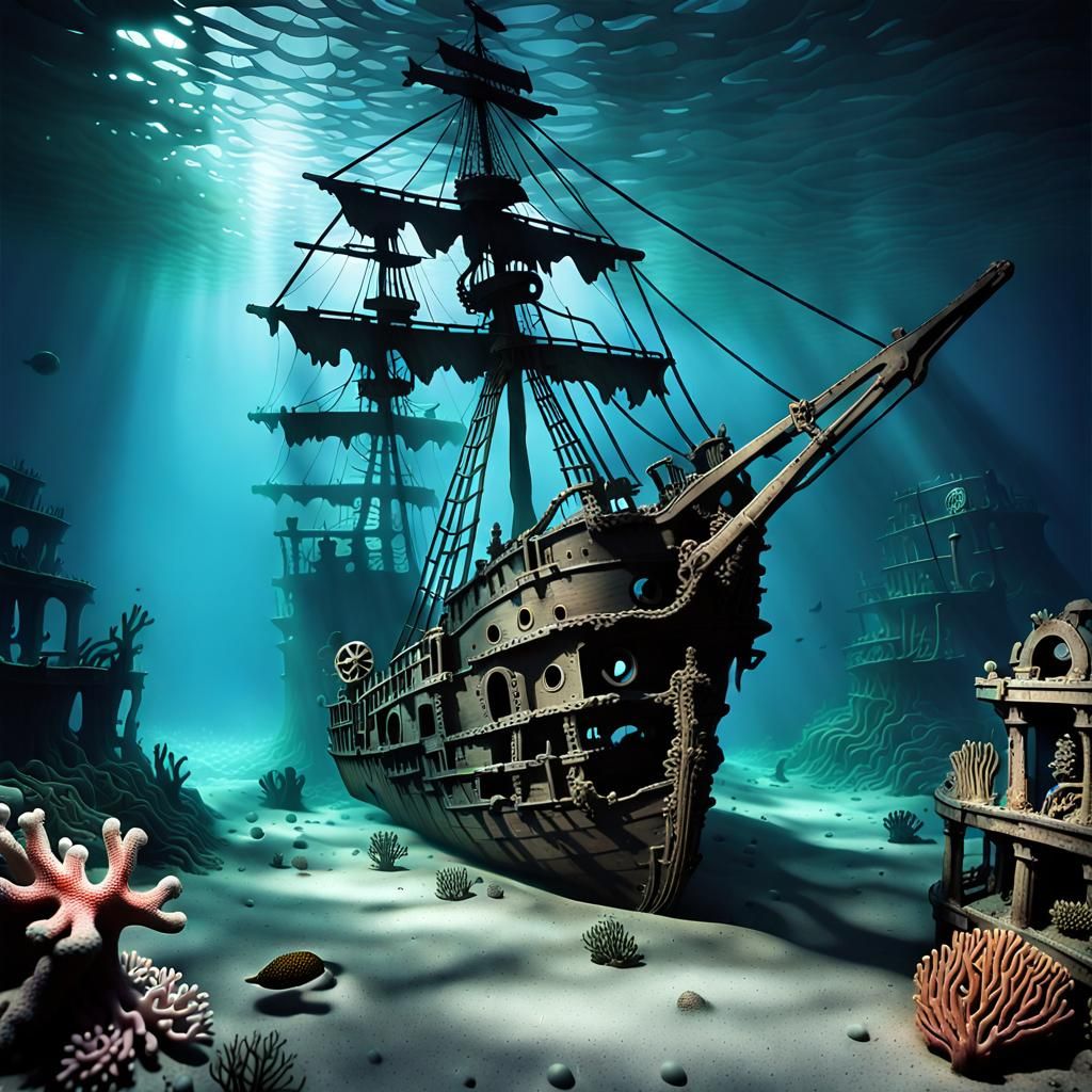 a wreck of the sunken pirate ship