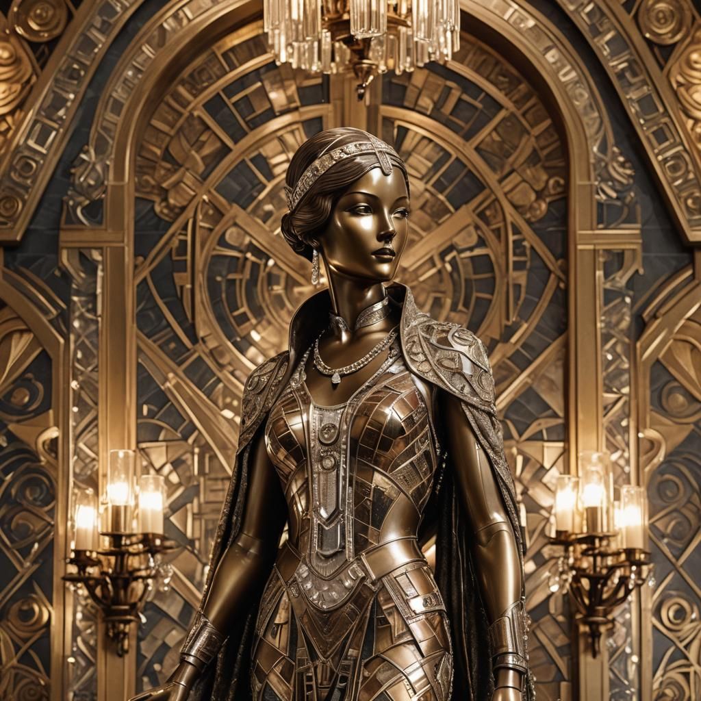 Elegant Art Deco Bronze Sculpture in Luxurious Room