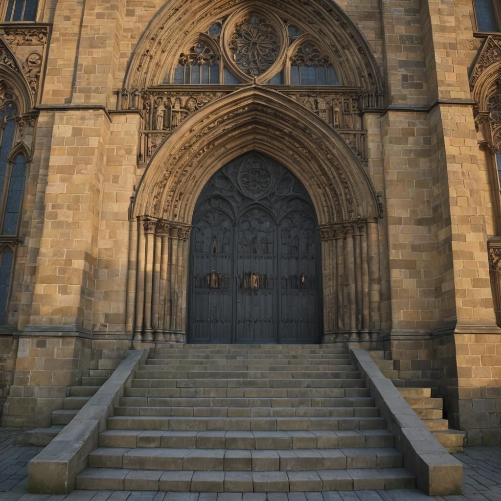 Durham Cathedral, low angle, long shot of the front entrance and facade