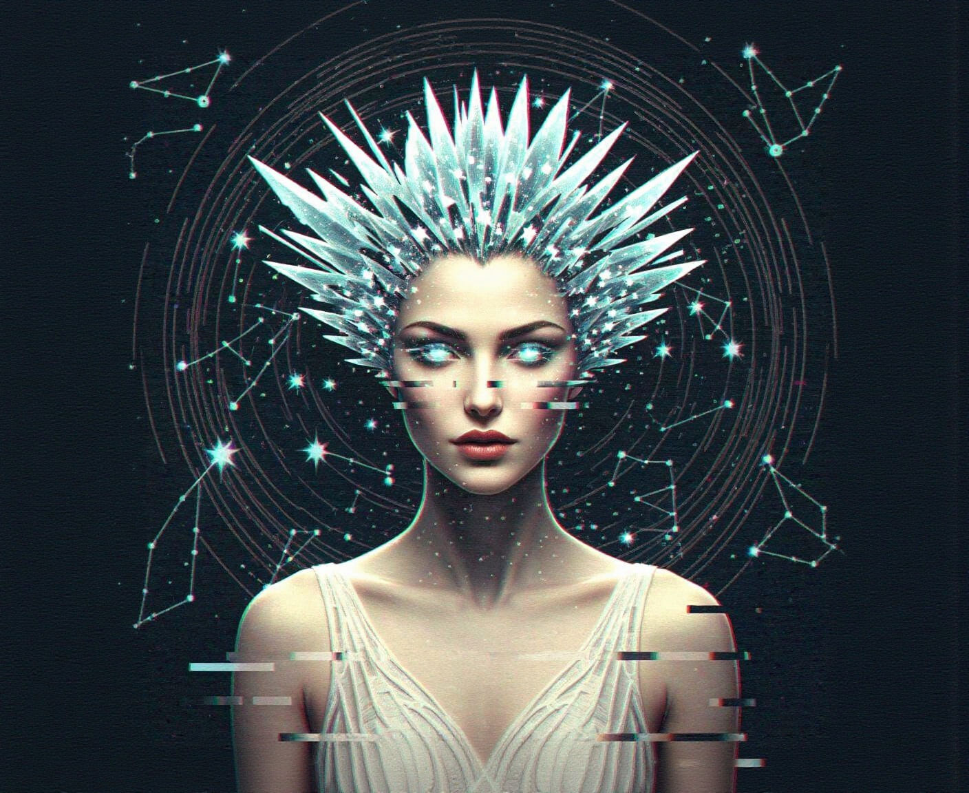 Bioluminescent Woman Portrait in Cyberpunk Style