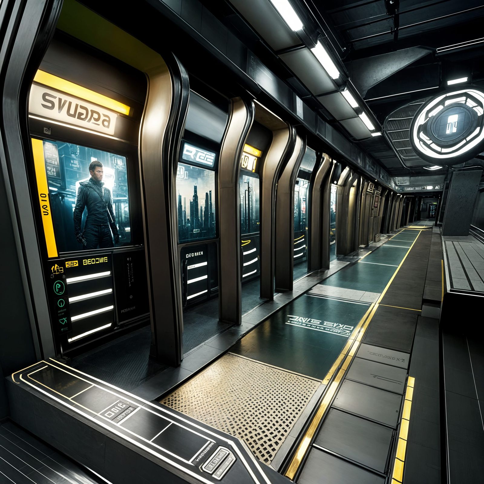 Cyberpunk Subway Station in Dystopian Future