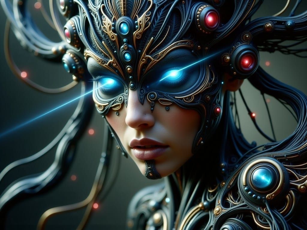 Luxury Cyberpunk Queen with Laser Eyes