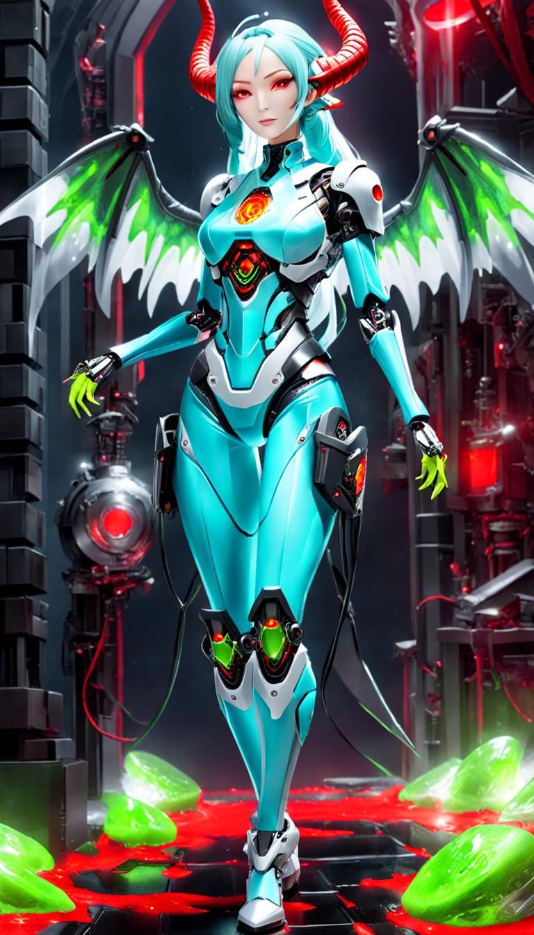 Robotic Dragon Girl with Slime Skin