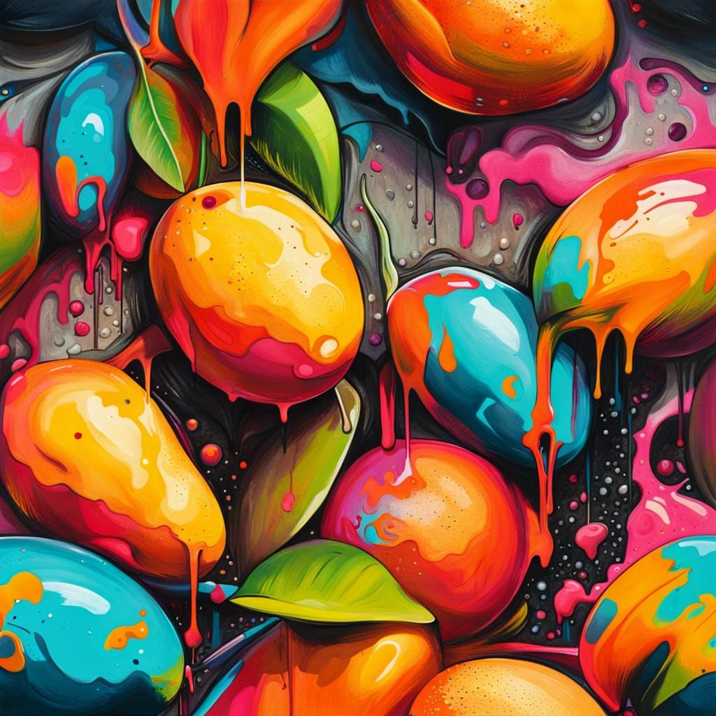 Polychromatic Mango Graffiti Art in Ultra Quality