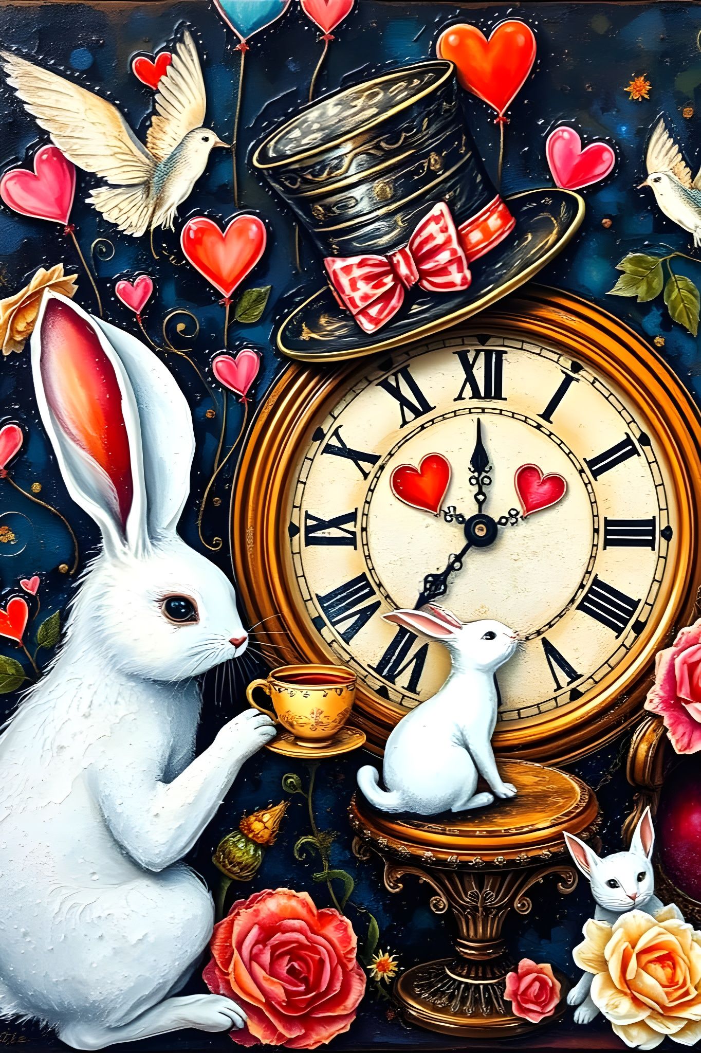 Whimsical Wonderland Scene in Vibrant Impasto Style