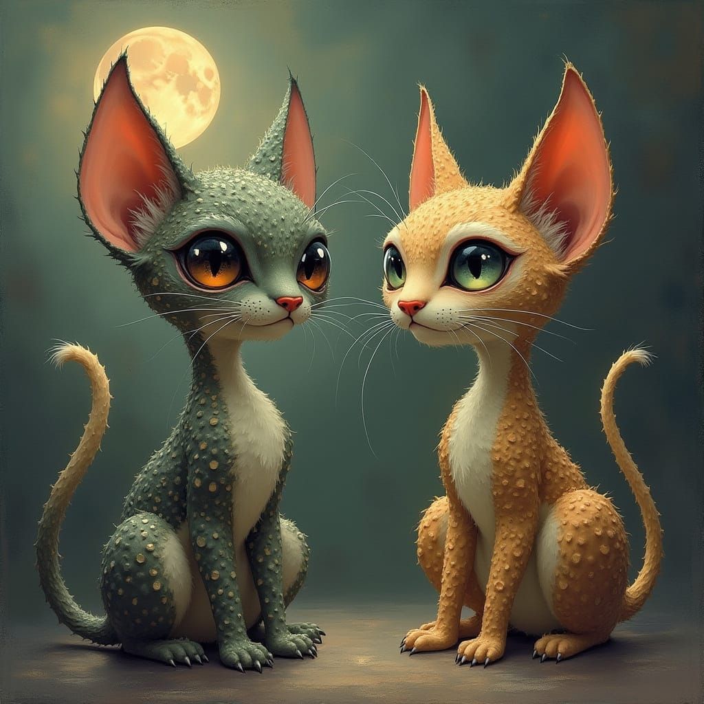 Ethereal Felines in Art Deco Splendor