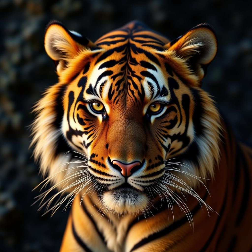 Hyper-Realistic Tiger Print Office with Cinematic Lighting