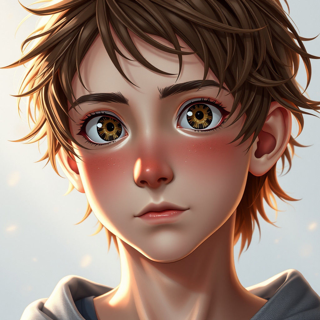 Anime-Inspired 3D Portrait of Freckled Boy