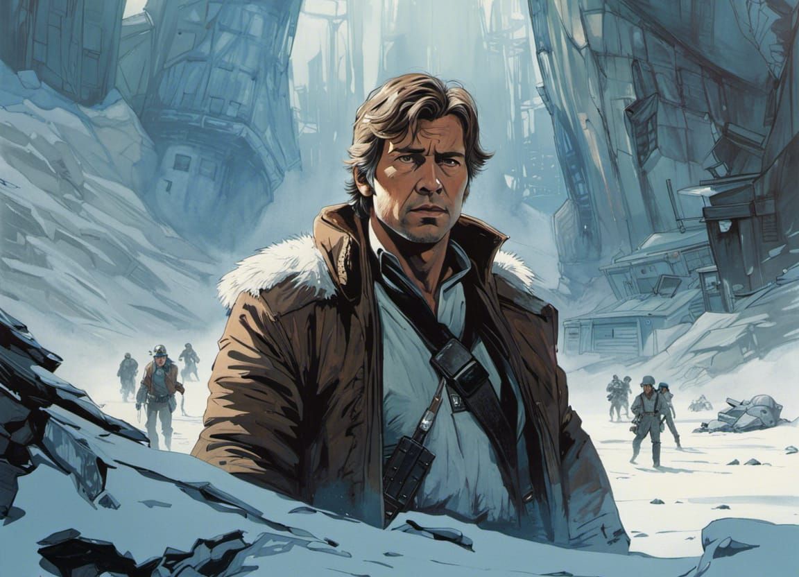 Han Solo Portrait on Hoth in Chiaroscuro Style