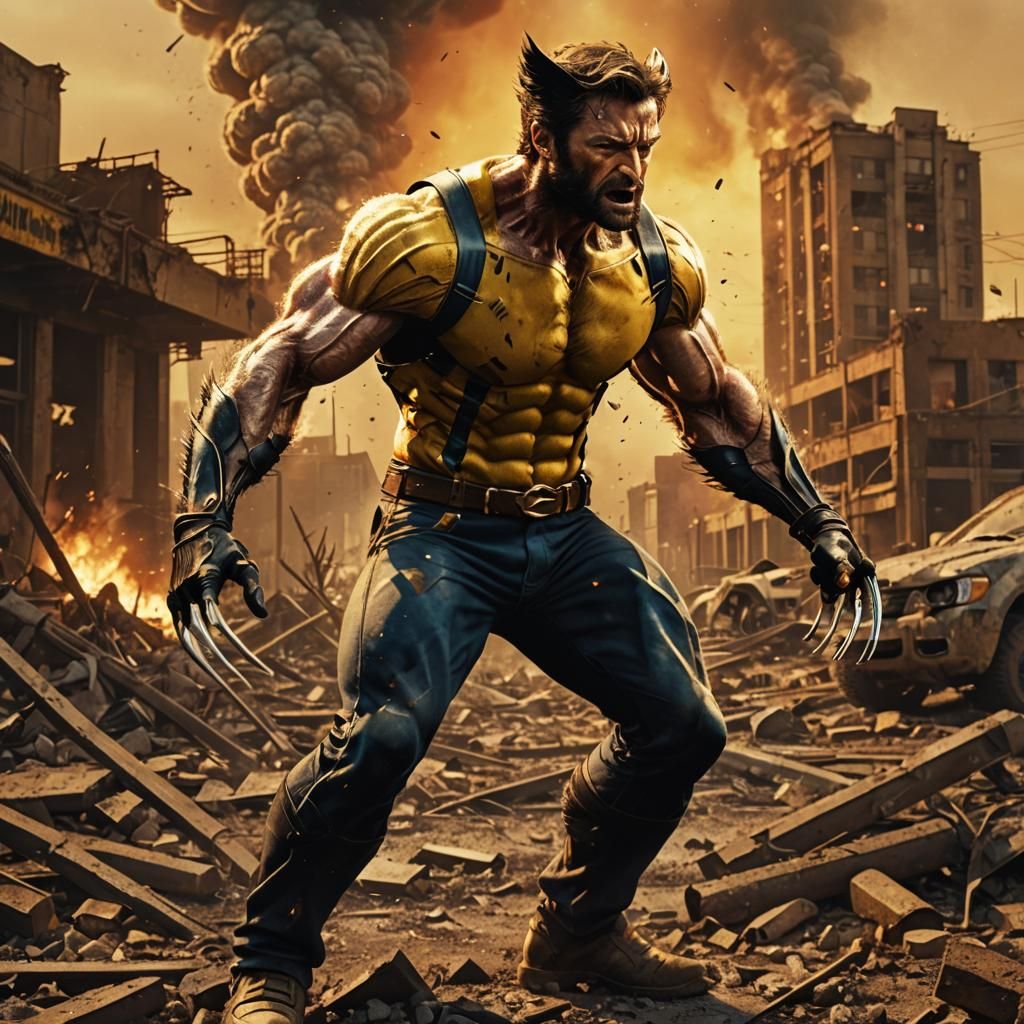 Wolverine in Post-Apocalyptic Wasteland: Digital Art