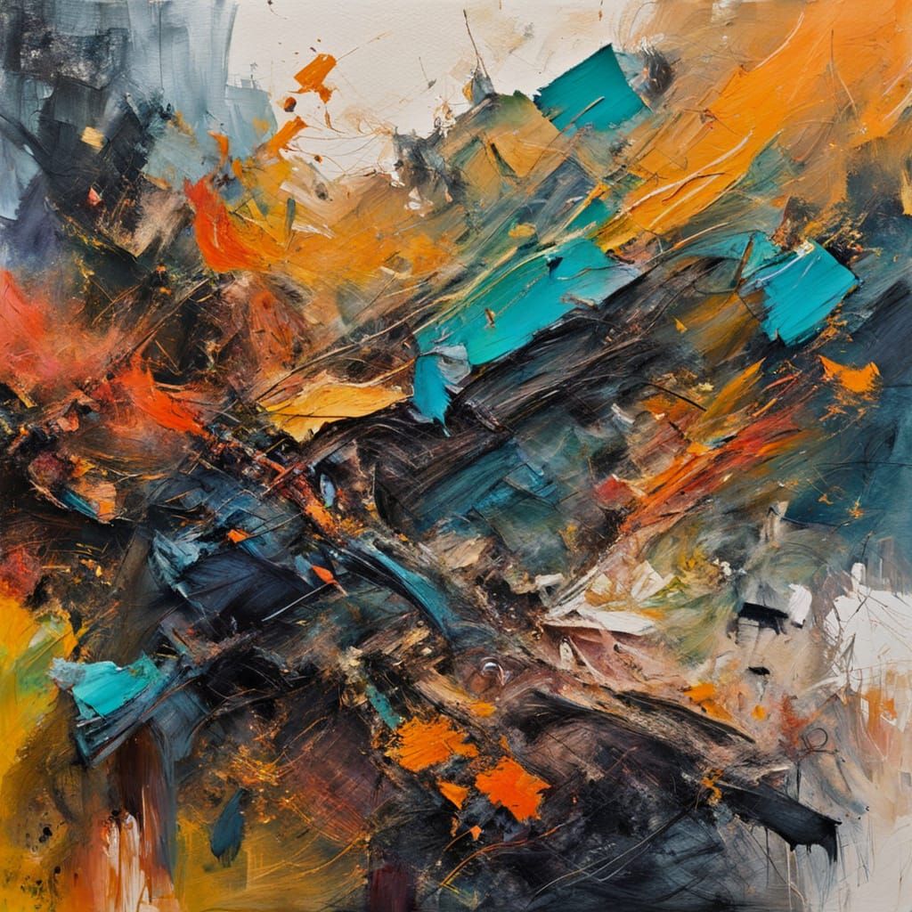 Abstract Expressionism Close-Up with Vibrant Colors