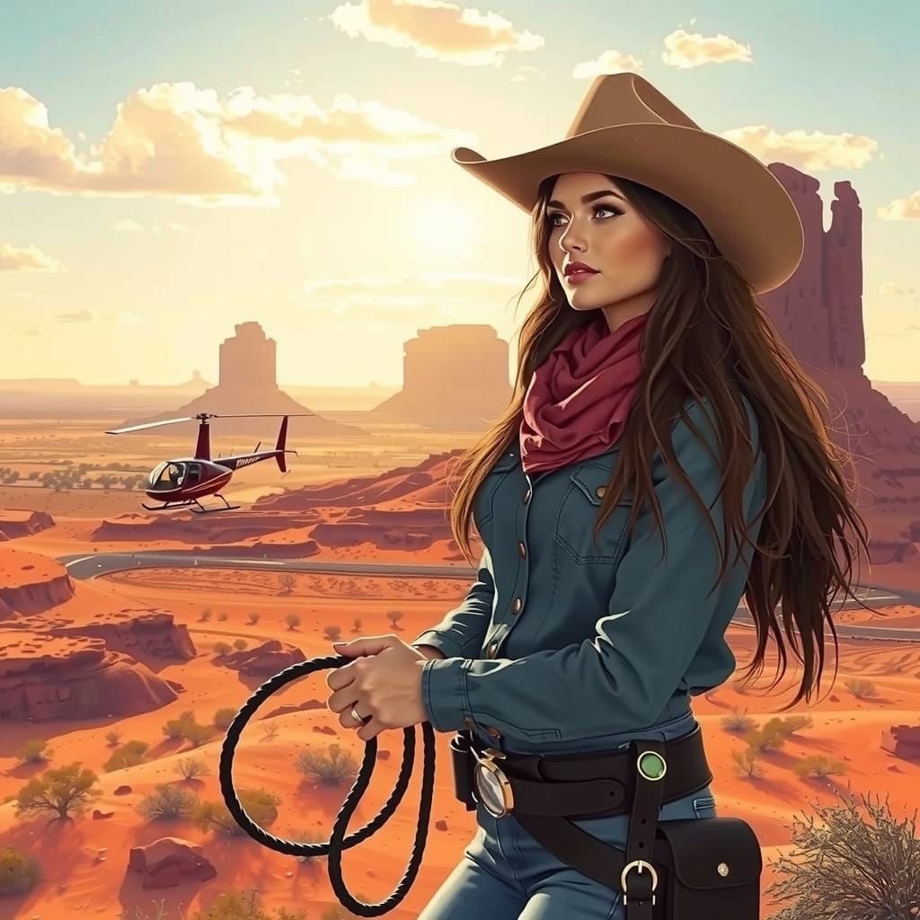 Glamorous Desert Cowgirl in Classic American Fashion Style
