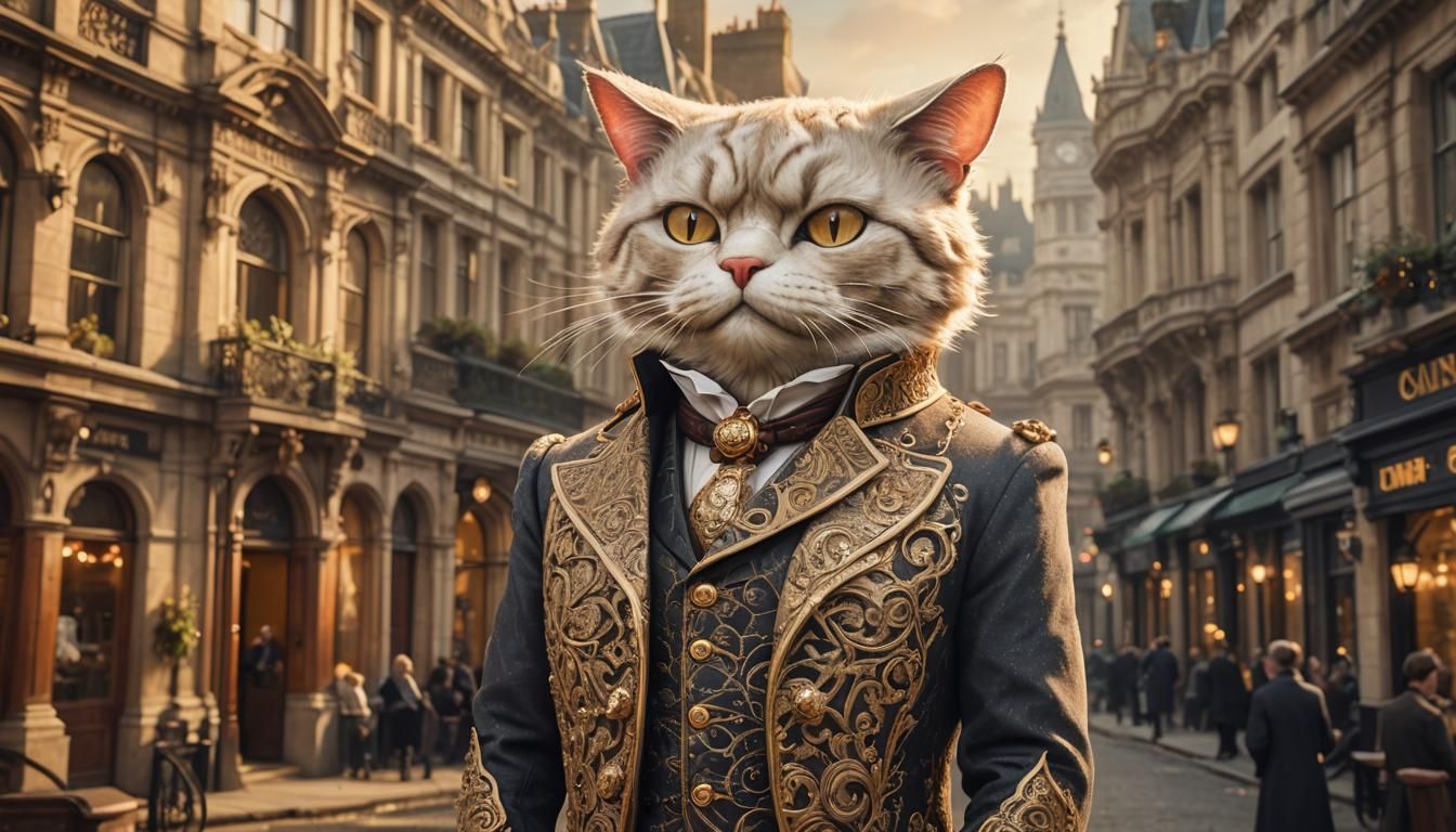 Victorian Cat Gentleman in London Concept Art