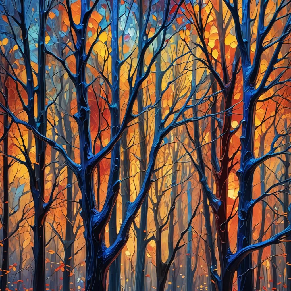 Ethereal Glass Trees in Abstract Digital Art