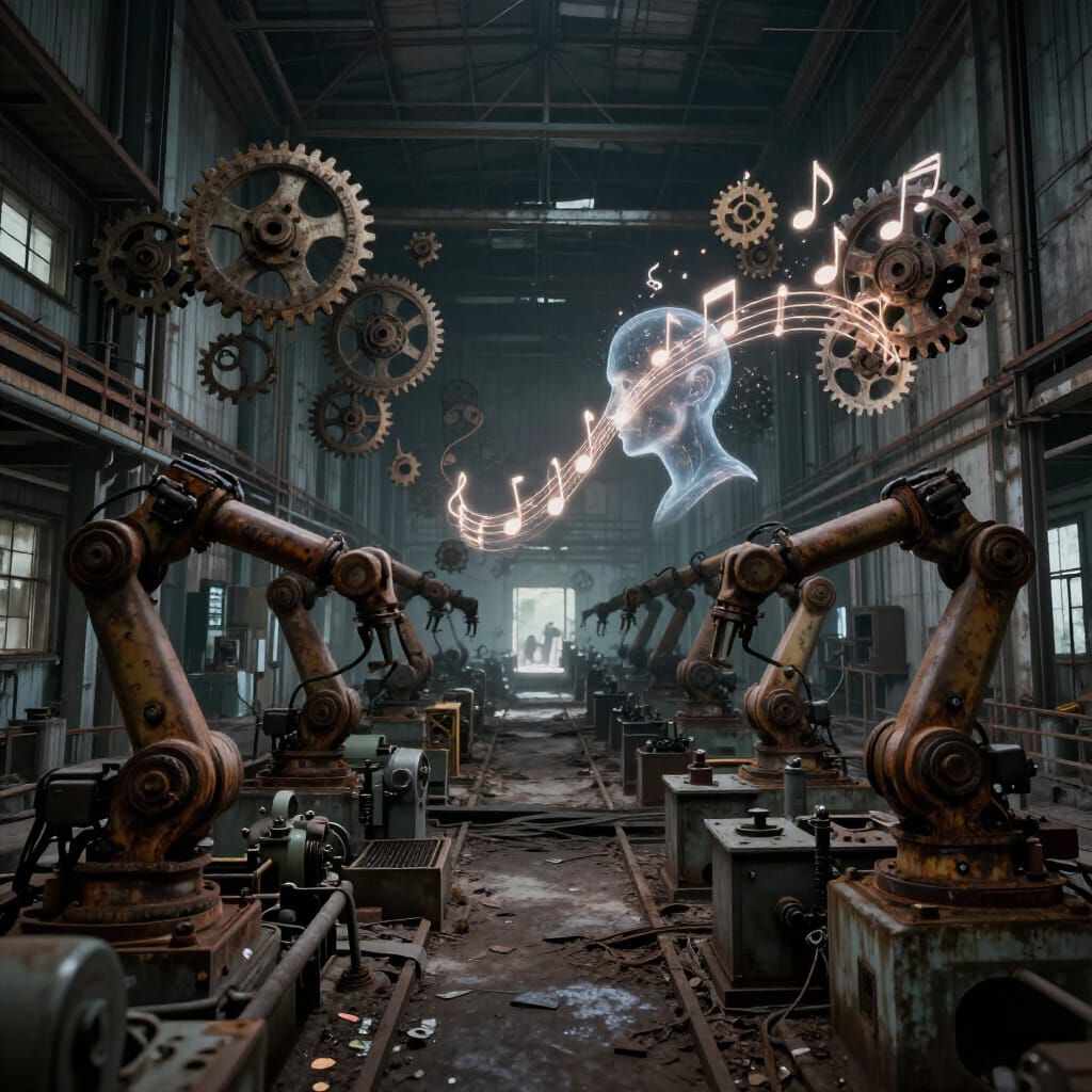 Infinite Factory Symphony with Surreal Sculptures