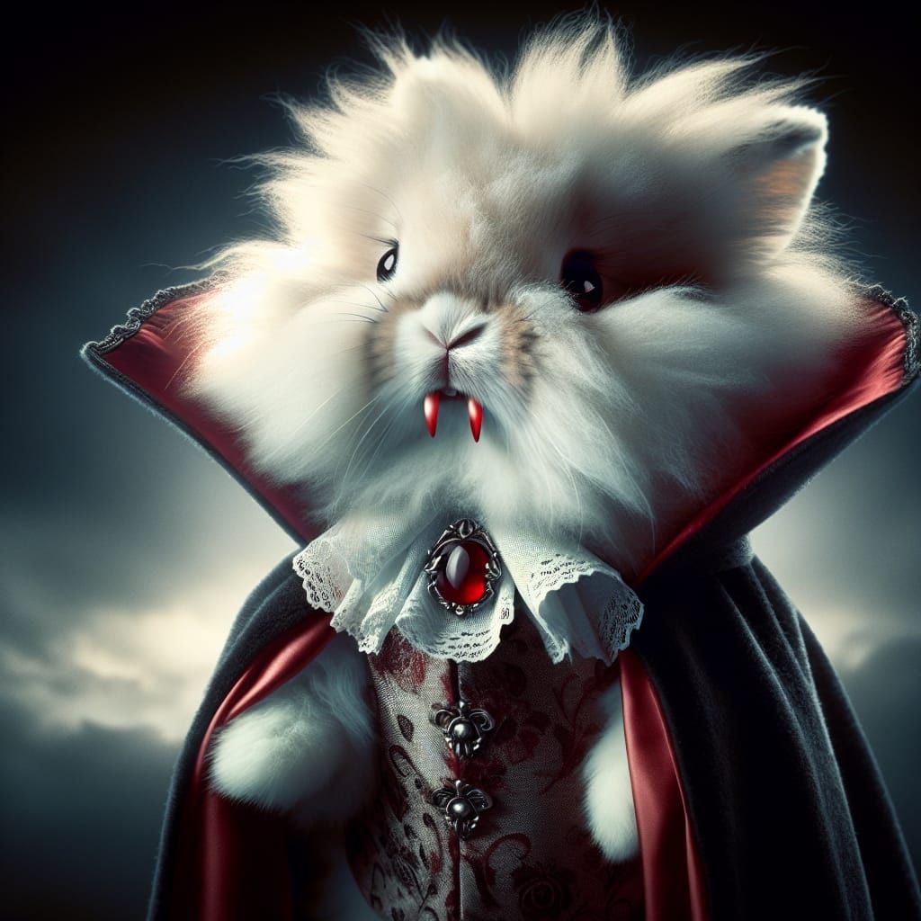 Adorable Vampire Bunny in Cinematic Digital Painting