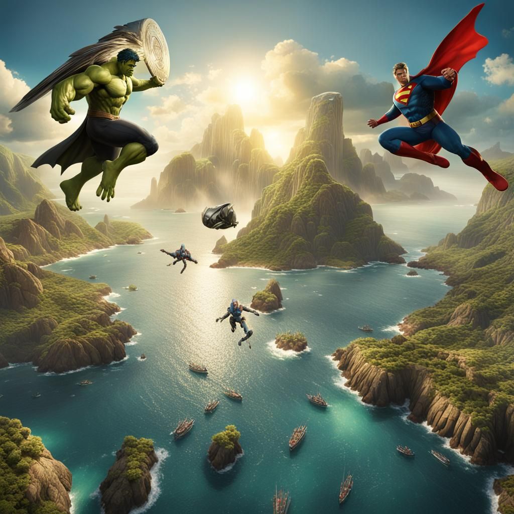Superheroes on Vacation: A Colorful Island Adventure