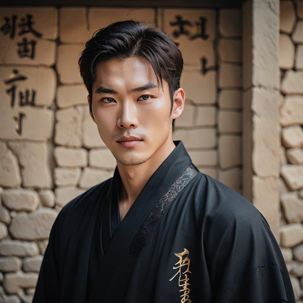 Portrait of a Handsome Man in Korean Robe