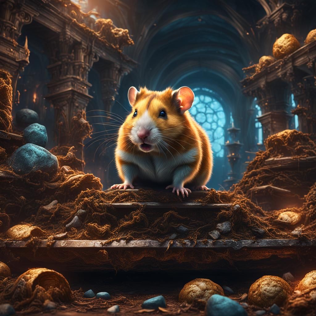 Furious Hamster in Detailed Matte Painting