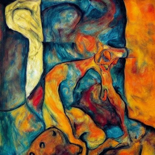 Expressionist Teddy Bear and Honey Bar Painting