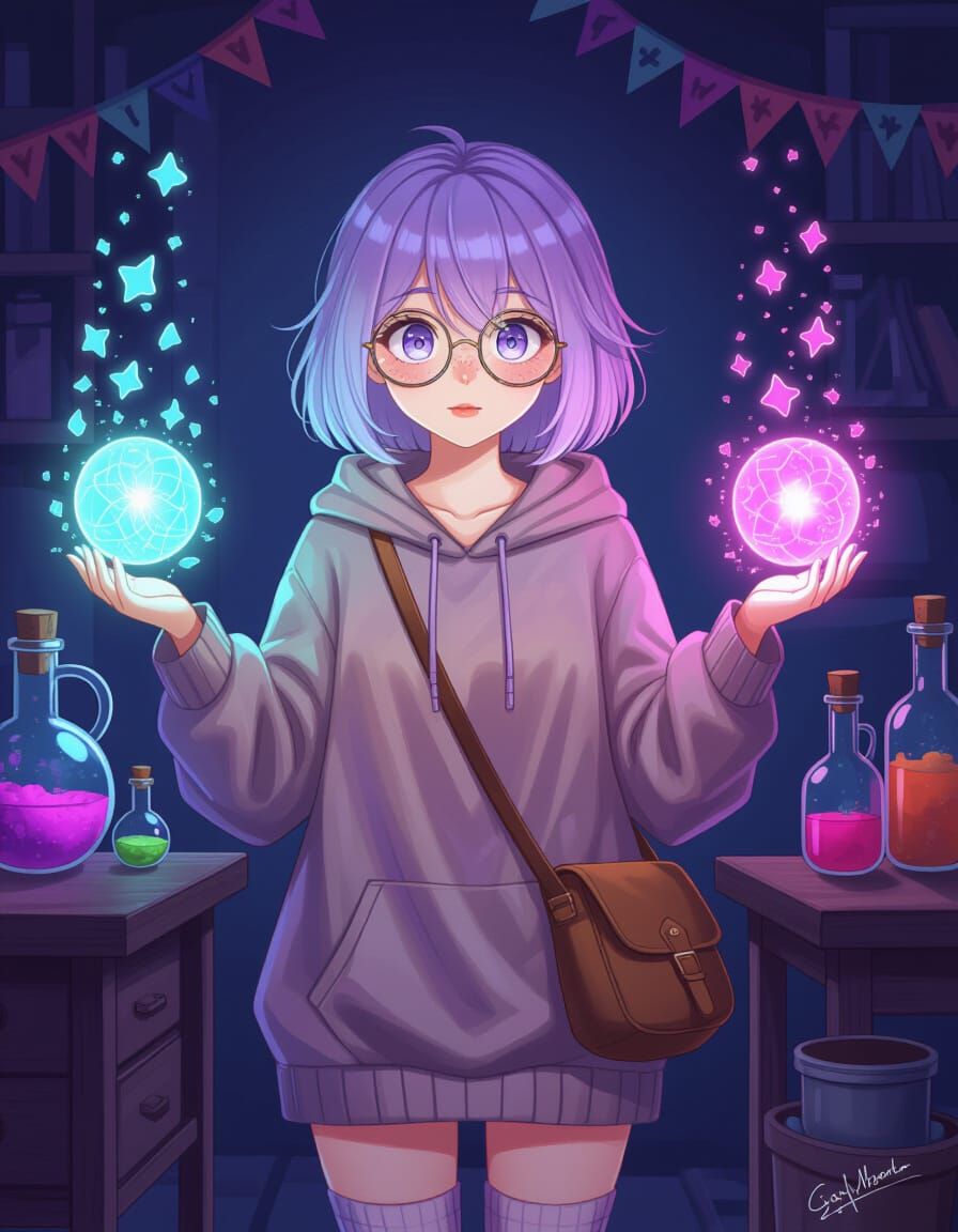 Magical Alchemist Conjures Barrier in Anime Style