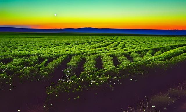 Night Orchard: Apple Trees Under Moonlight