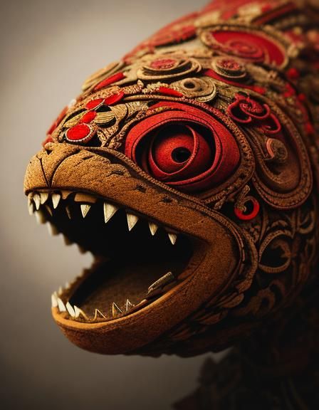 Cute Cartoon Flower Drawing in Brown and Red