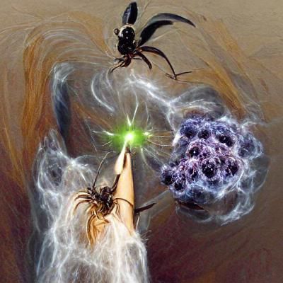 Dhampir Warlock Casts Eldritch Blast on Giant Spider