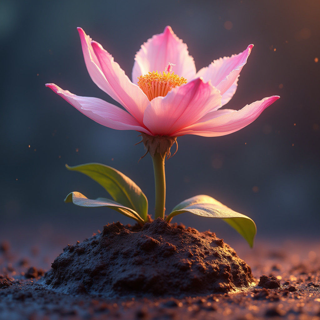 Exotic Flower Blooming in Dung: Digital Matte Painting