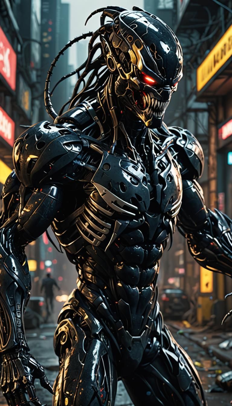 Cyberpunk Predator Venom Hybrid Entity