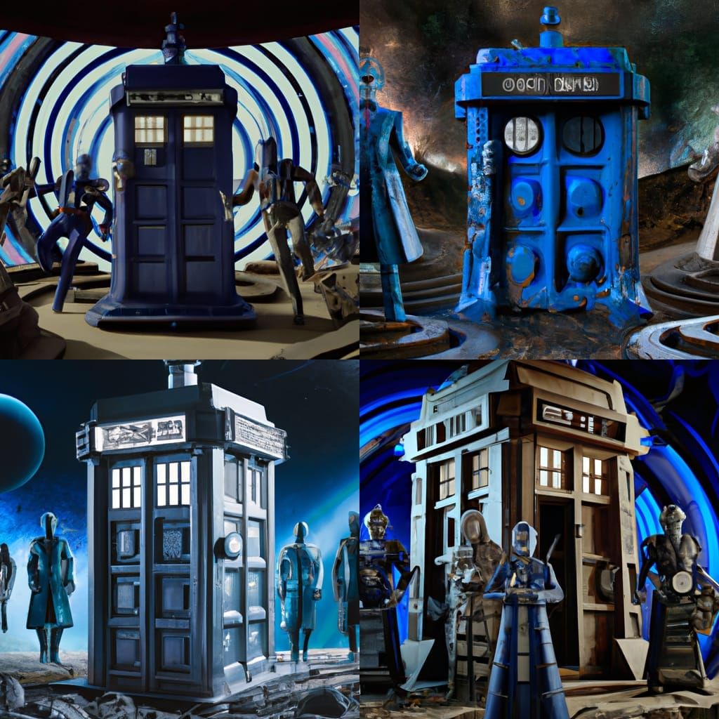 Cybermen Guarding the TARDIS: A Matte Painting