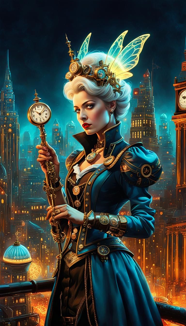 Steampunk Fairy Godmother Paints Future London