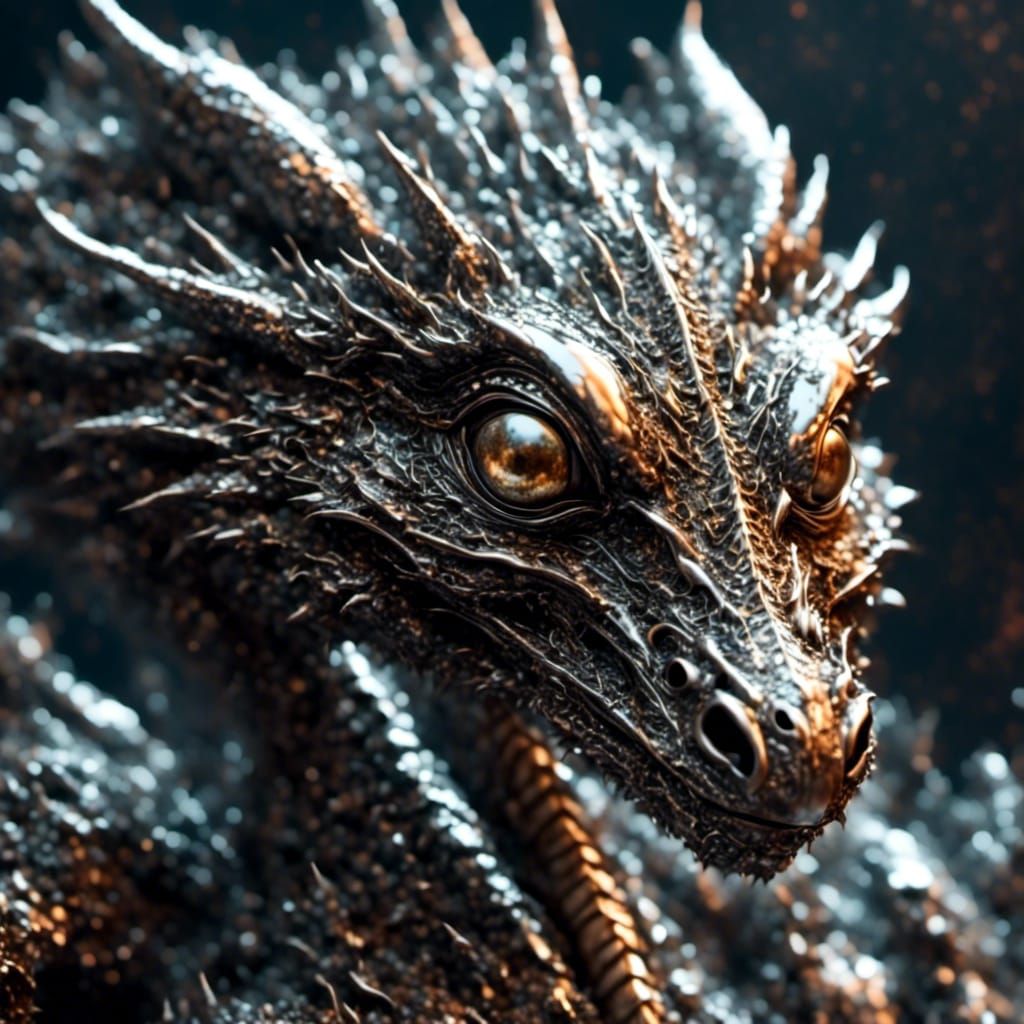 Ornate Silver Dragon Hatchling: Metallic Reflective Details