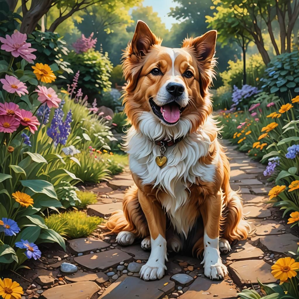 Cute Dog's Unconditional Love in Nature's Garden
