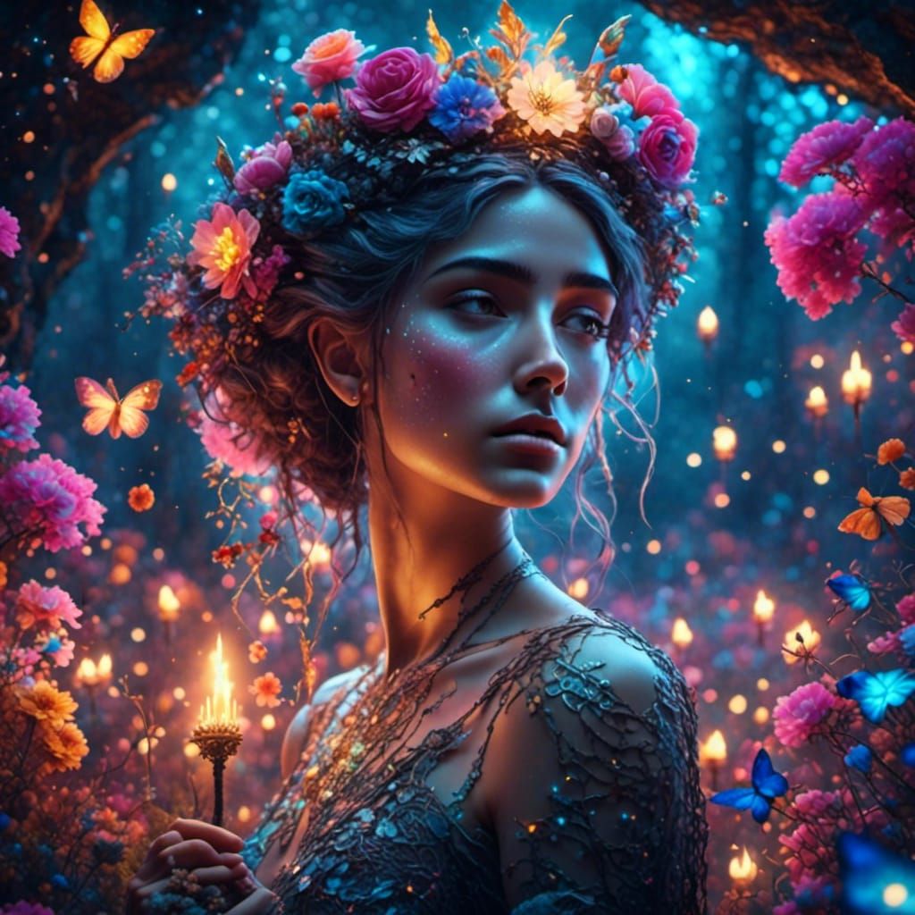 Fae Princess in Glowing Fairy Village