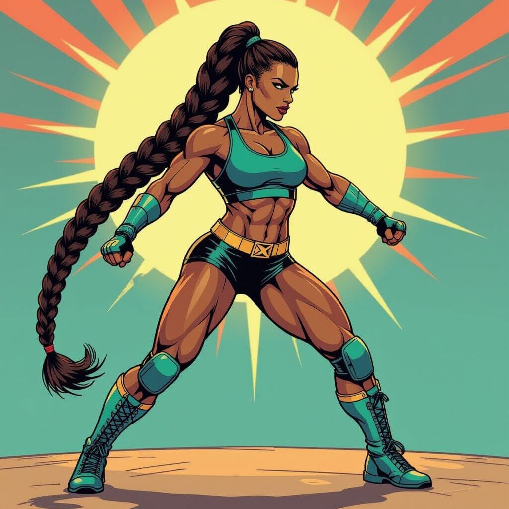 Bianca Belair Dynamic Comic Book Action Pose