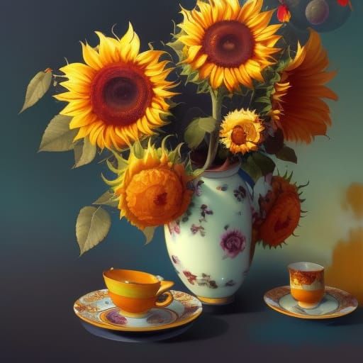 Floral Still Life with Chinese Porcelain