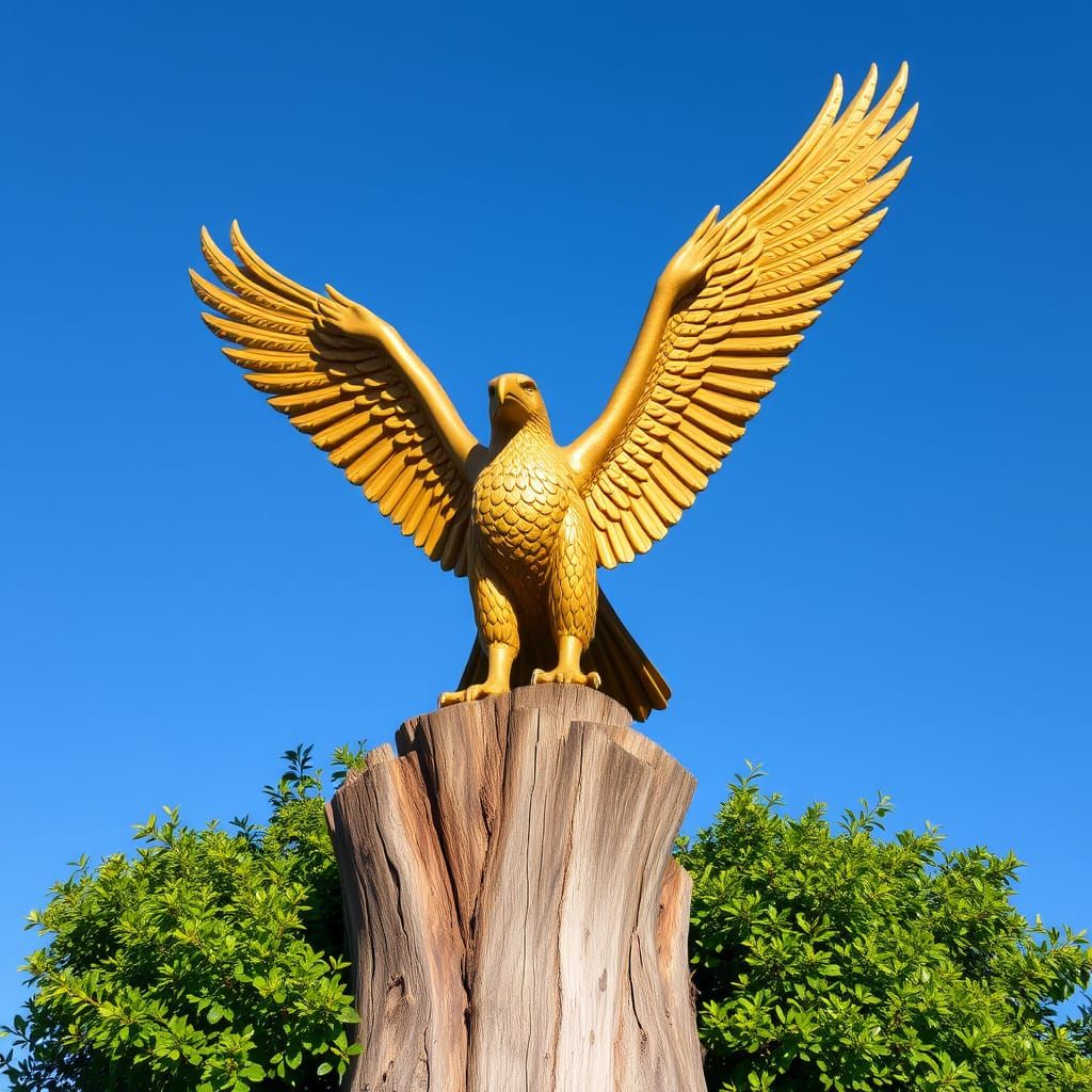 Eagle Sculpture Against a Sunny Sky