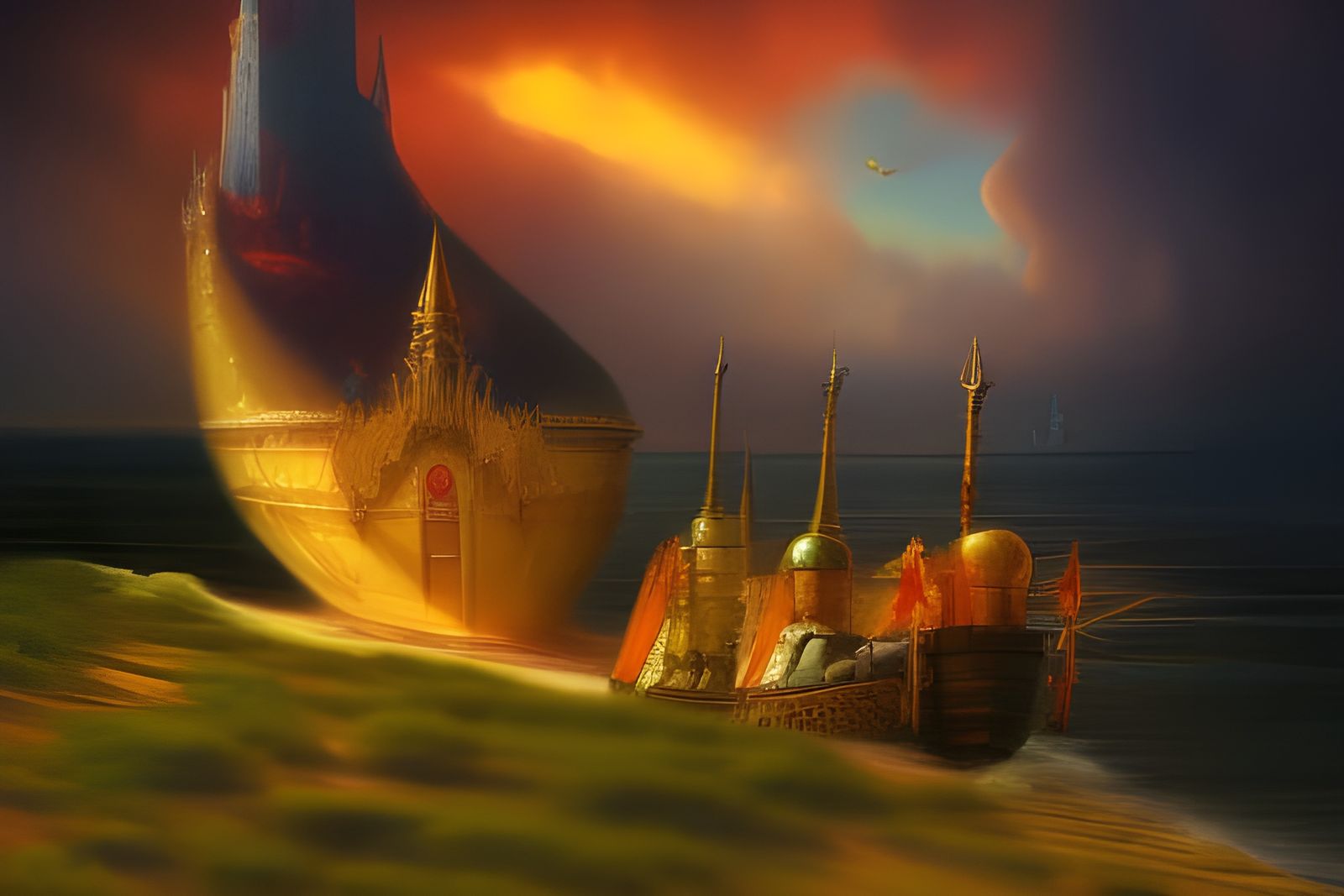 Ethereal Submarine City of Knights in Pink Pastel