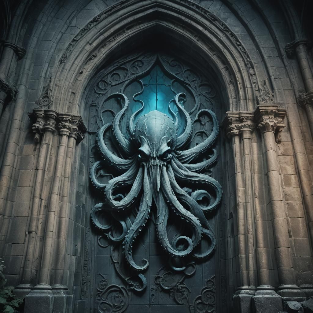 Gruesome Tentacled Horror Emerges from Stone Portal