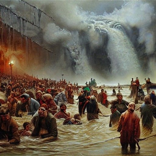 The Great Flood: Dramatic Oil Painting
