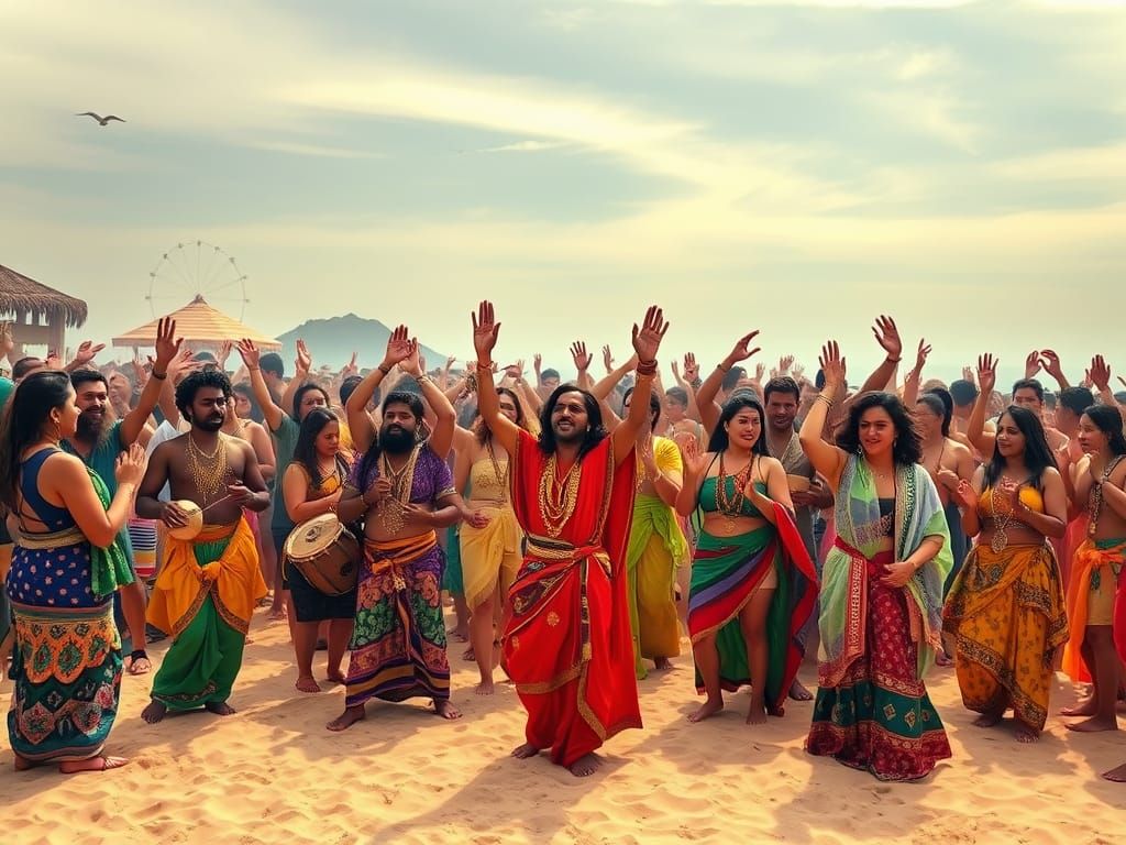Vibrant Sacred Rave on Bali Beach