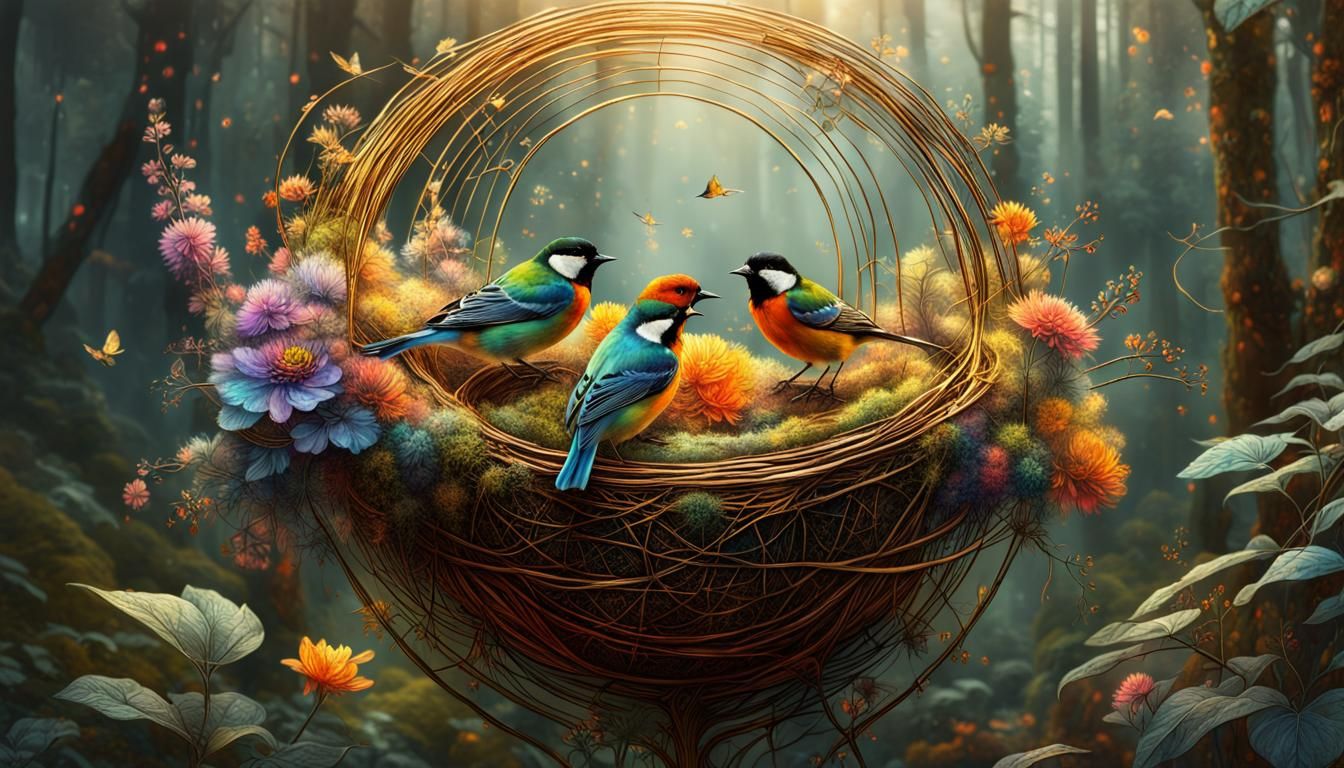 ethereal rainbow flowers, golden ratio, intricate details, o...