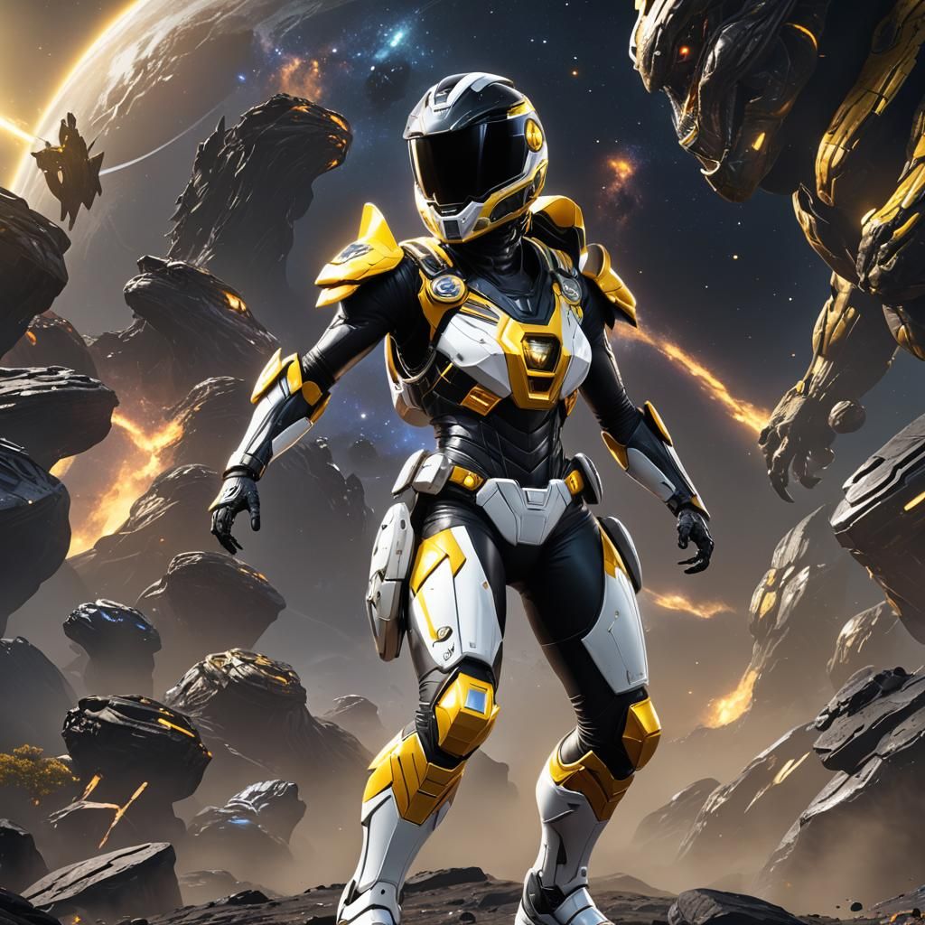 Black Dino Space Ranger in Cosmic Suit