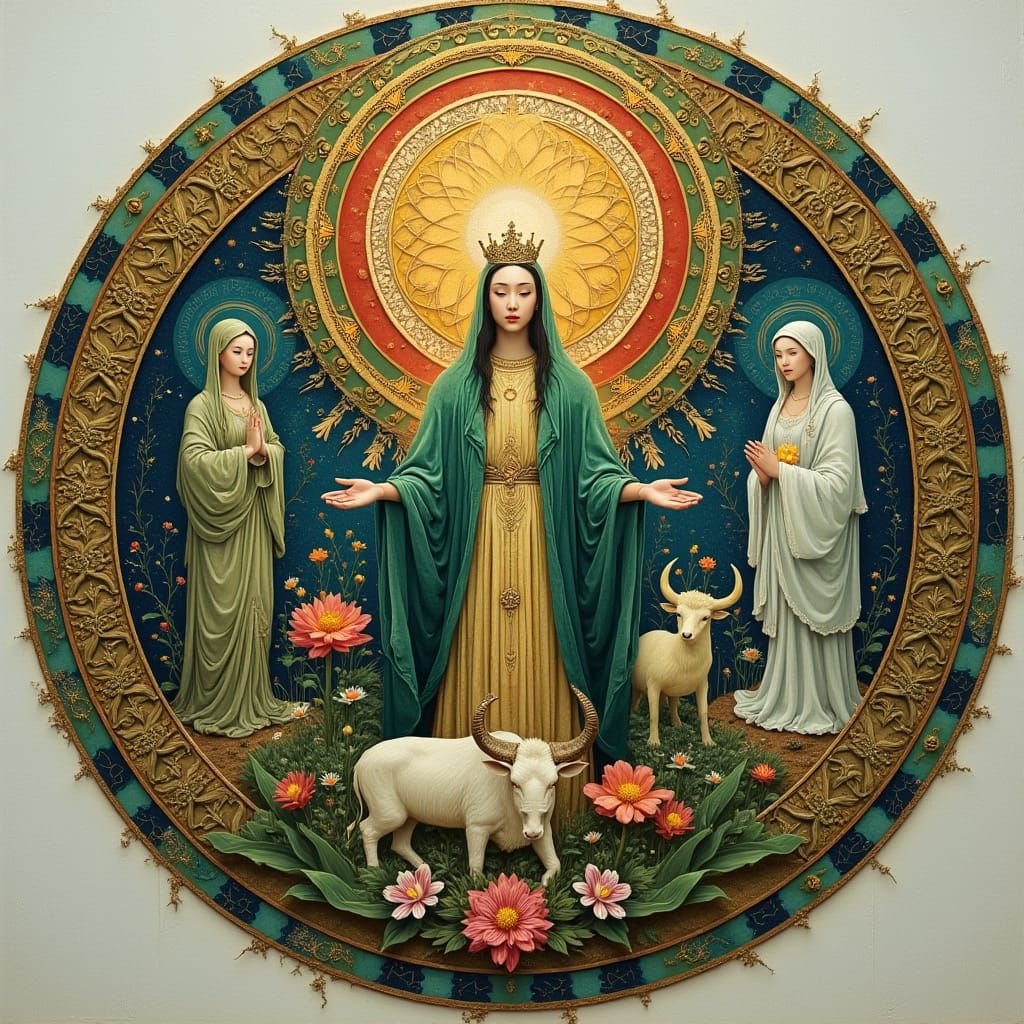 Mystical Goddess Mandala in Vibrant Colors