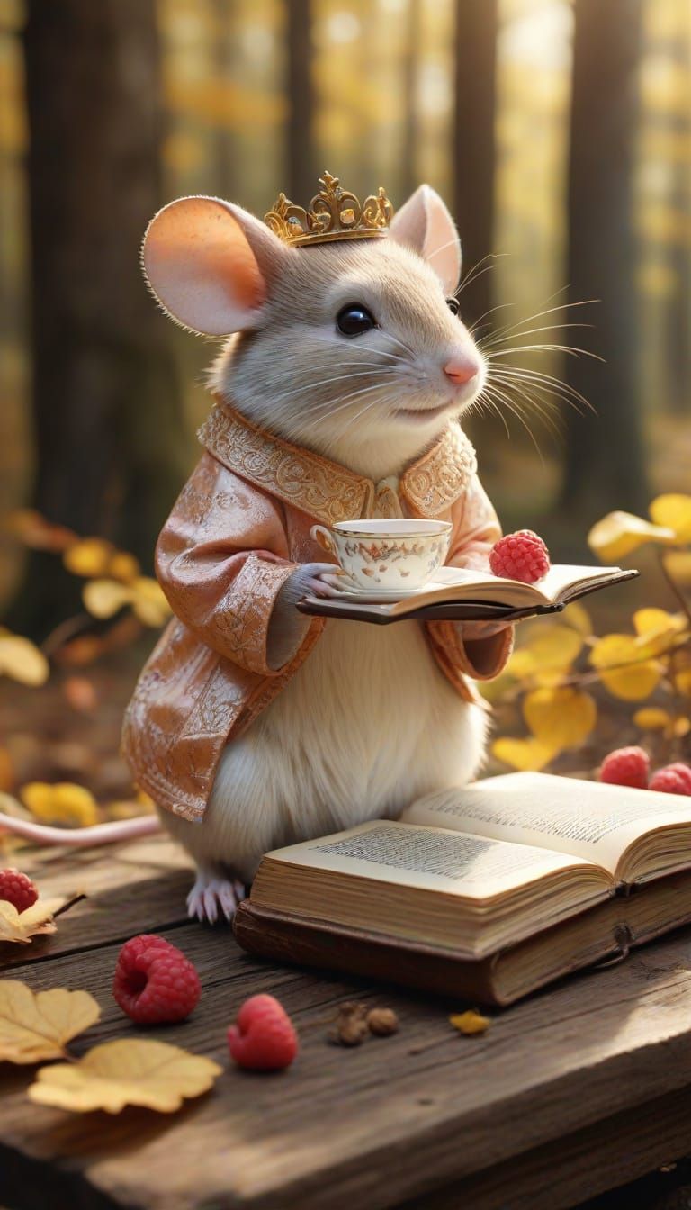 Whimsical Mouse in Autumn Forest Watercolor