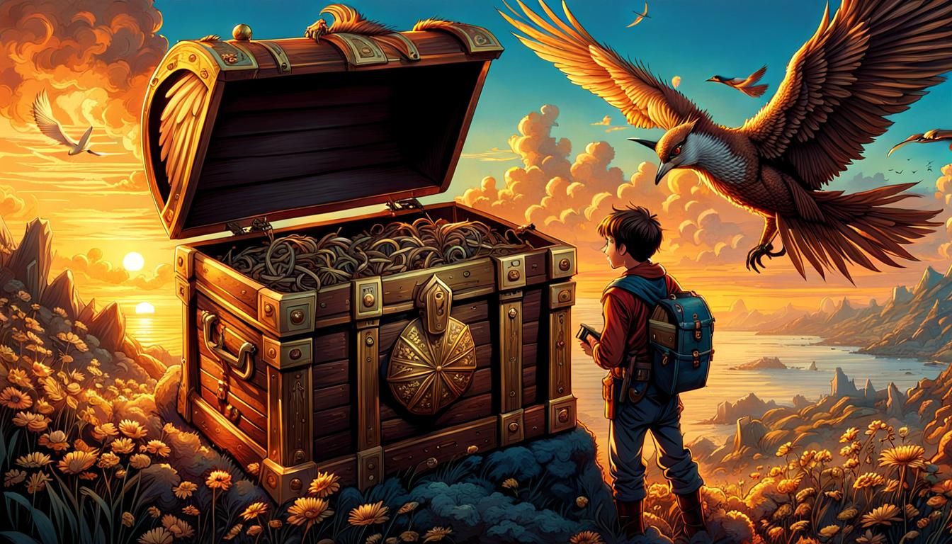 Young Adventurer Finds Treasure in Comic Book Art Style