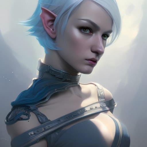 Elf Assassin Portrait in Hyperdetailed Style