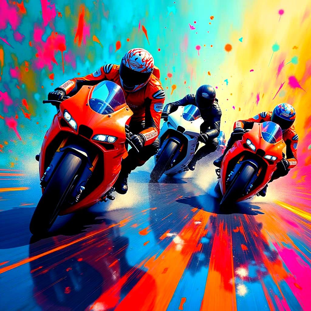 Motorcycle Grand Prix in Hyper Colour Graffiti Art